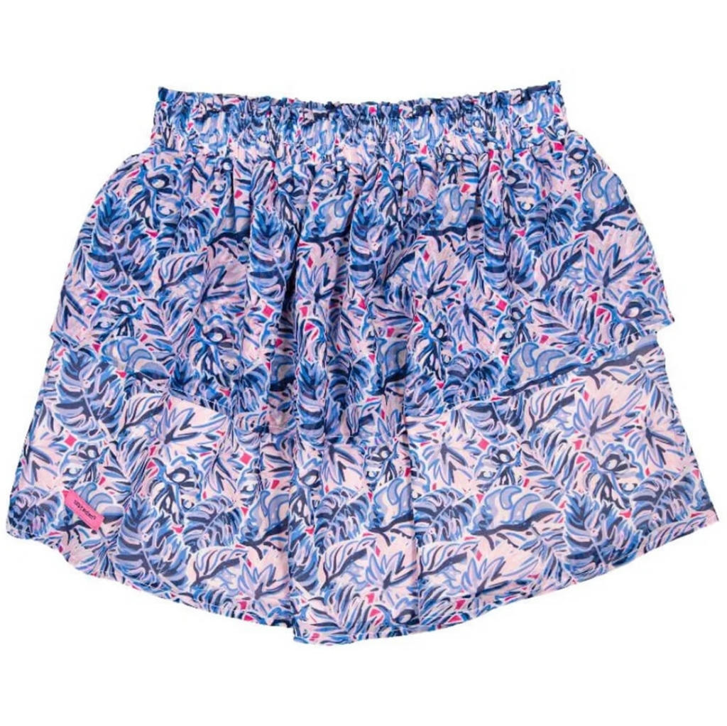 Simply Southern Women's Size M Ruffle Blue & Pink Preppy Skirt